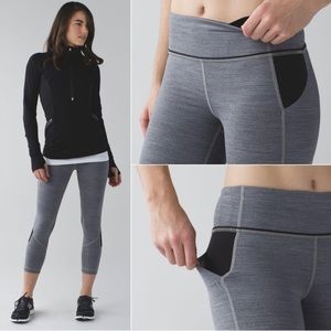 Lululemon Pace Rival Crop Leggings Space Dye Slate & Black Size 6